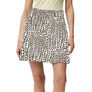 J. Crew Sz 4 Mini Skirt Floral‎ Vines Leaves Beige Brown Red 19"L Cotton Lined